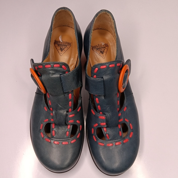 John Fluevog Black and Orange Clogs with Bold Design - Picture 12 of 12